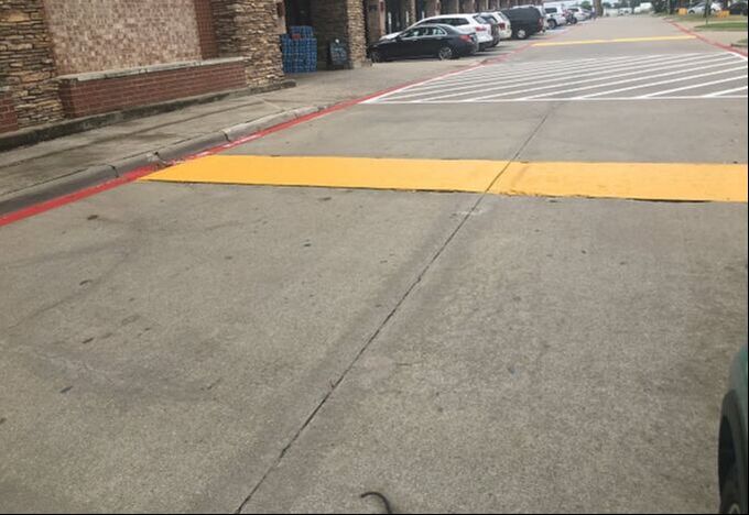 Speed bumps and parking lot striping